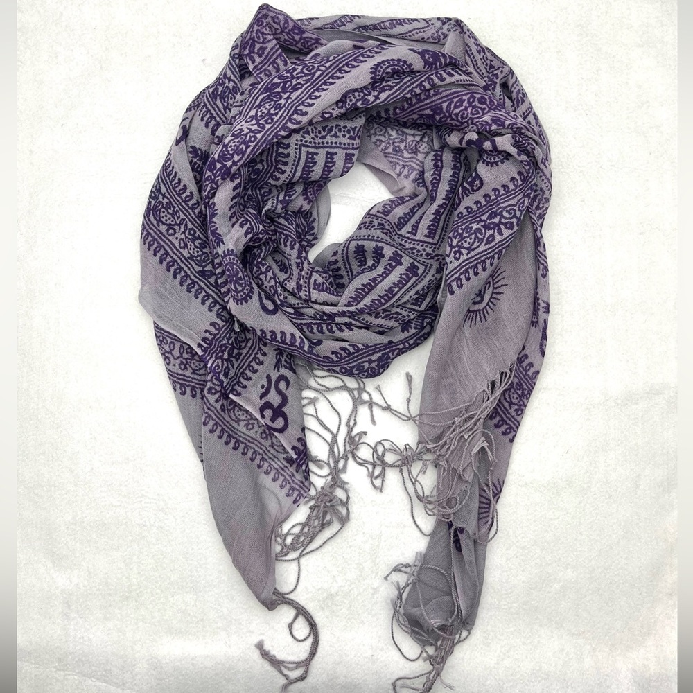 Pattern print purple long scarf